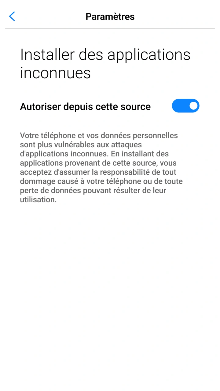 Autorisez l'installation de l'application Melbet provenant de sources inconnues dans les paramètres.